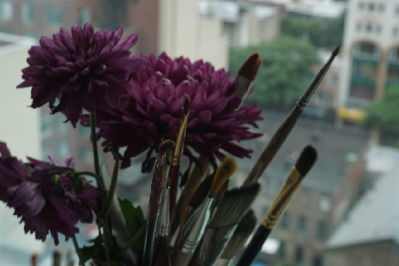 Chrysanthemums and Brushes